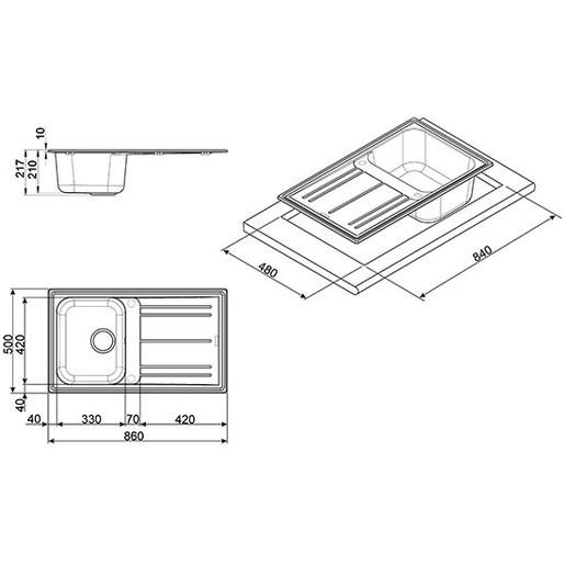 Image of Smeg LZ861B lavello Sintetico