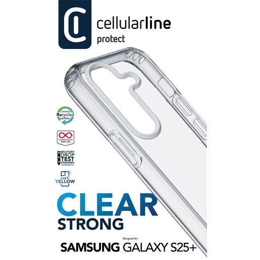 Cellularline Clear Strong - Galaxy S25+ Custodia rigida con bordi in gomma