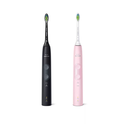 Philips Sonicare serie 4500 Sonicare Spazzolini Elettrici Sonici, conferione da 1 Spazzolino Rosa e 1 Spazzolino Nero HX6830/35