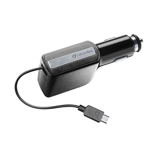 Image of Cellularline Roller Car Charger 10W - Micro USB - iPhone, Samsung, Huawei and other Smartphones and Tablets Caricabatterie da auto veloce 10W con cavo