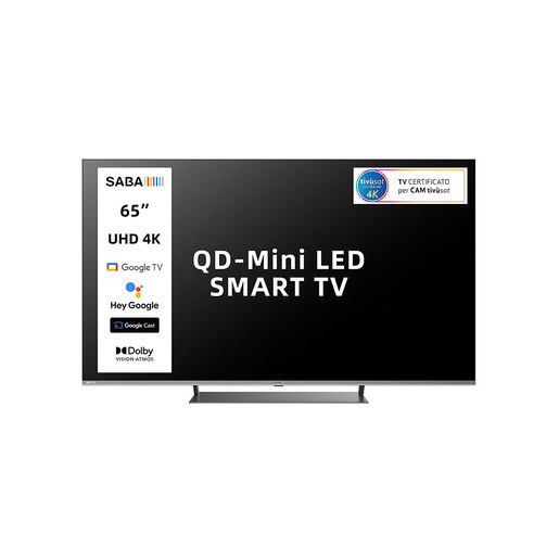 SABA SA65M91GTV Mini LED TV 165,1 cm (65'') 4K Ultra HD Smart TV Wi-Fi Grigio 350 cd/m²