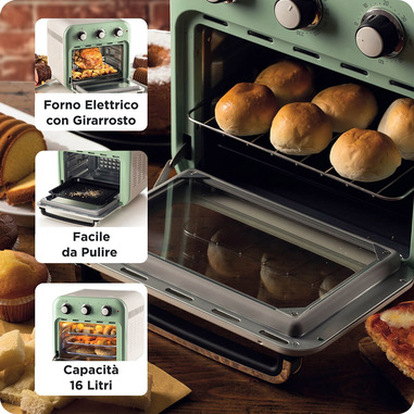 Friggitrice Ad Aria Vintage Empotec 3L | Forno Compatto 1200W, Timer E Manopole, Beige Tortora