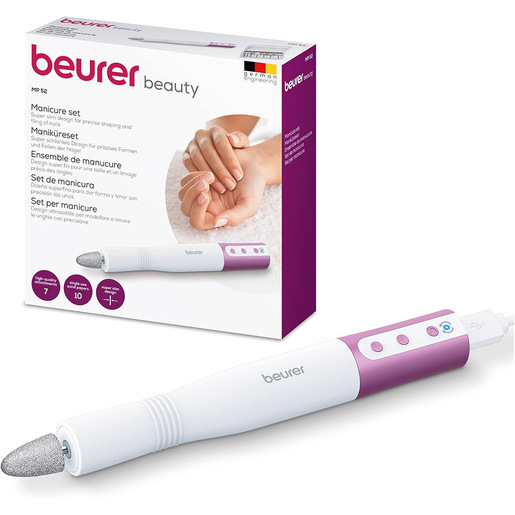 Beurer MP 52 Dispositivo elettronico Manicure E Pedicure, Fresa Elettrica Per Precisa Modellatura E Limatura Delle Unghie, Particolarmente Potente Fin