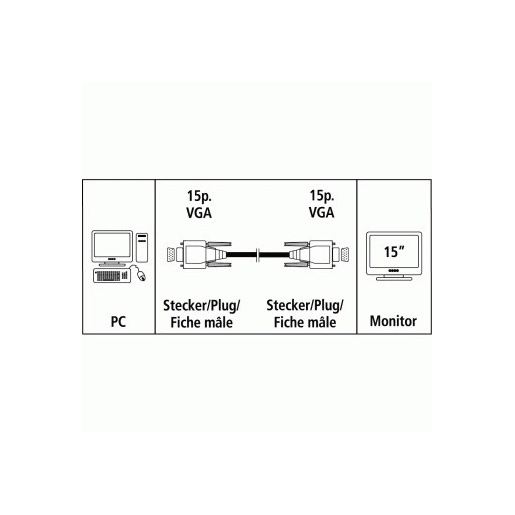 Image of Hama Cavo monitor VGA HDD 15 pin M/HDD 15 pin M, 1,8 metri, grigio, 1 stella