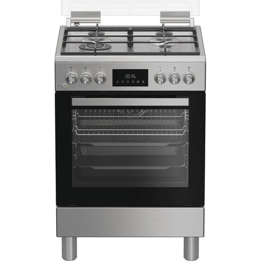Image of Hotpoint Ariston H6G8LMSAWX cucina libera installazione inox, 60x60cm, piano gas, forno elettrico ventilato, 72Lt, classe A