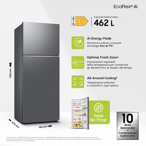 Samsung RT42CG6644S9ES frigorifero con congelatore Libera installazione 415 L Acciaio inox