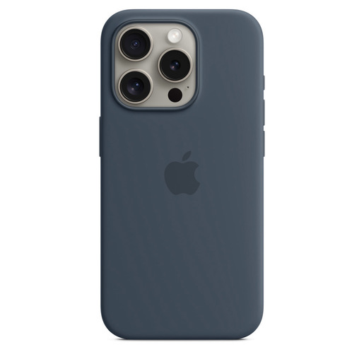 Image of Apple Custodia MagSafe in silicone per iPhone 15 Pro - Blu Tempesta