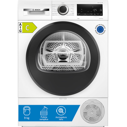 Image of Bosch Serie 6 WQG243D7IT Asciugatrice a pompa di calore 9 kg Bianco