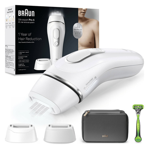 Image of Braun Silk-expert Pro Epilatore Luce Pulsata Silk·expert Pro 5, Epilazione A Casa Tua, Con Custodia, Rasoio Uomo Gillette, 2 Testine, PL5145