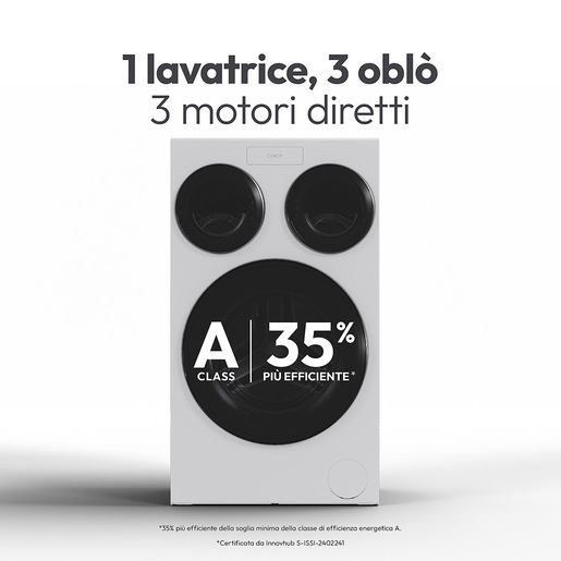 Image of Lavatrice Candy MultiWash a carica frontale MQD410CBL911, 3 oblò, Libera installazione, 10 kg + 1kg + 1kg, 1400 RPM, Classe A, Bianco, L x P x A (mm) 600