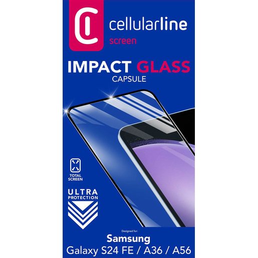 Image of Cellularline Impact Glass Capsule - Galaxy S24 FE / A36 / A56 Vetro temperato resistente da bordo a bordo