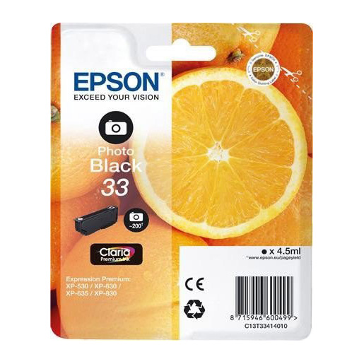 Image of Epson Oranges 33 PHBK cartuccia d'inchiostro 1 pz Originale Resa standard Nero per foto