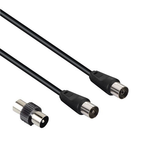 Image of Hama Cavo antenna M/F con adattatore M/M, 3 metri, 75 dB, nero