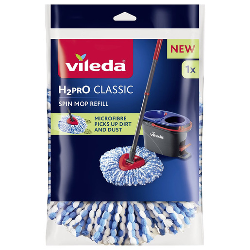 Image of Vileda H2Pro Spin Mop Ricambio 1 pz accessorio per lavare Panno mop Blu, Bianco