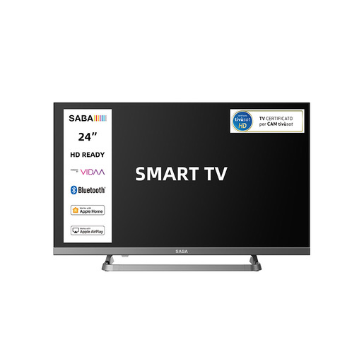 Image of SABA SA24S89VDA SMART TV 24'' HD READY, Sistema operativo VIDAA, Triplo tuner DVBT2/C/S2 HEVC MAIN10, Certificato TivuSAT, Piedistallo centrale, Dolby Au