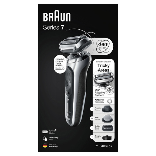 Image of Braun Series 7 71-S4862cs Rasoio Elettrico Uomo Con Accessori Rifinitore Di Precisione, Rifinitore Effetto Barba Incolta E Rifinitore Corpo EasyClick,