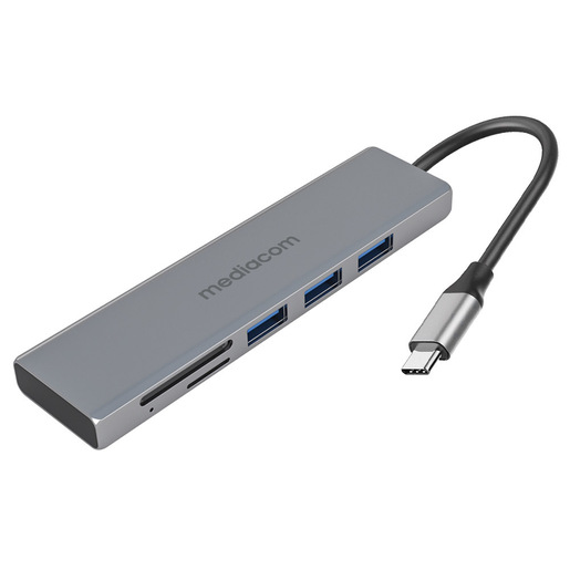 Image of Mediacom MD-C302 hub di interfaccia USB 3.2 Gen 1 (3.1 Gen 1) Type-A Alluminio