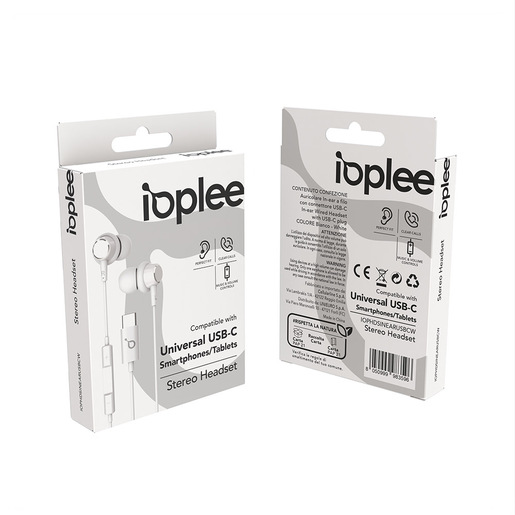 Image of IOPLEE Auricolare In-ear a filo con connettore USB-C - Bianco