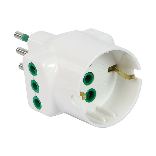 Image of IOPLEE 87670-4077B adattatore per presa di corrente Tipo L (IT) Tipo L (IT) + Tipo F Bianco