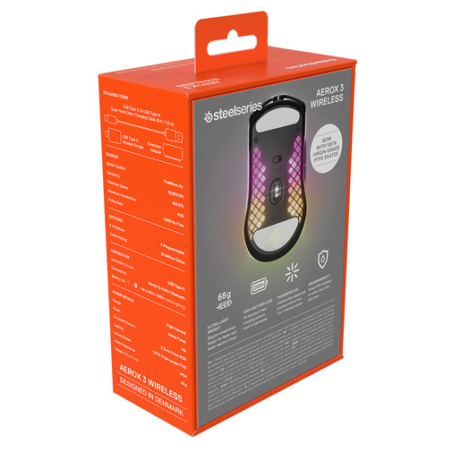 Image of Steelseries Aerox 3 Wireless mouse Gaming Mano destra RF senza fili + Bluetooth Ottico 18000 DPI