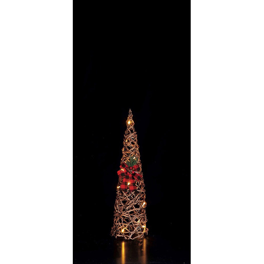 Image of Regalo Albero in rattan e ferro con 15 LED (funzionamento a pila 2AA x 1,5V)