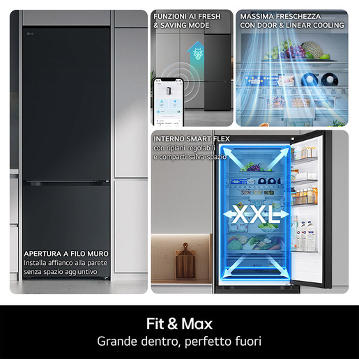 Image of LG GBBSJ21DPY Frigorifero combinato Fit&Max 60cm, Classe D, 375L, AI Inverter, Prime Silver