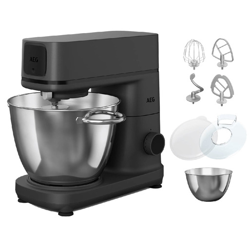 AEG KM7-1-4BPT, Planetaria Impastatrice, 1200W, Capacita' 6L + 4L, 10 Velocita' + Controllo Manuale, 2 Ciotole In Acciaio Inox, Accessorio Frusta/Frusta