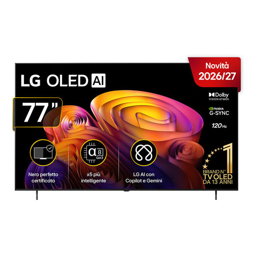 LG OLED AI 77'' Serie B6E OLED77B6ELC, 4K, Nero perfetto, Dolby Vision, Processore α8 Gen3, 120Hz, G-Sync, SMART TV 2026