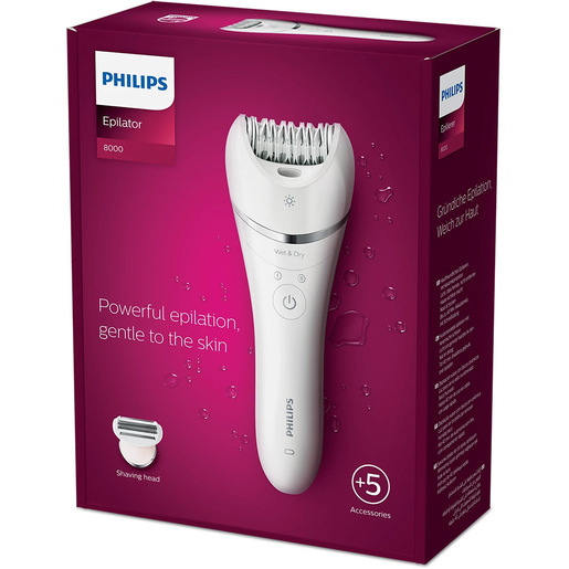 Image of Philips 8000 series Epilatore Wet & Dry con 5 accessori bianco BRE710/00