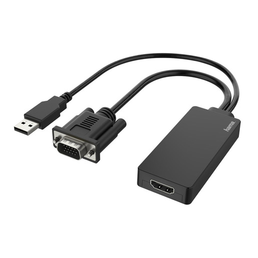 Image of Hama Cavetto adattatore ingresso VGA+USB/ uscita HDMI, Full HD 1080P, nero
