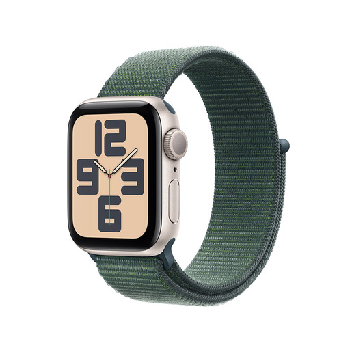 Image of Apple Watch SE GPS 40mm Cassa Alluminio Galassia con Verde Lago Sport Loop