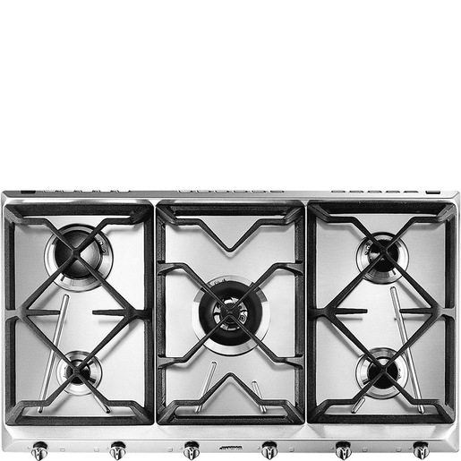 Image of Smeg Universal SRV596GH5 piano cottura Acciaio inox Superficie piana 90 cm Gas 5 Fornello(i)