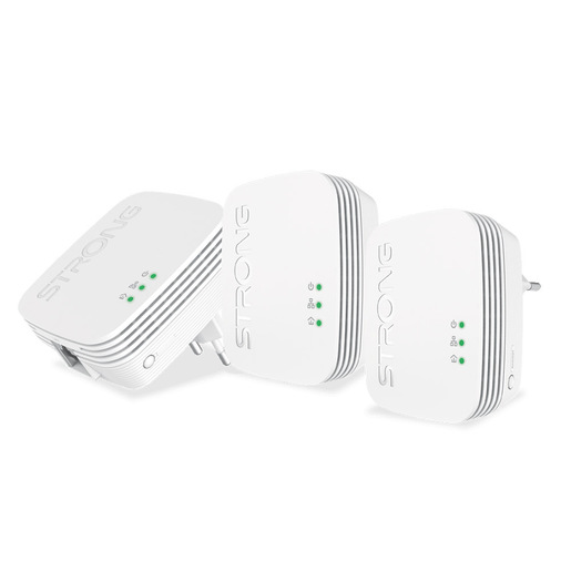 Image of Strong Powerline 600 Triple Pack Mini 600 Mbit/s Collegamento ethernet LAN Bianco 3 pz
