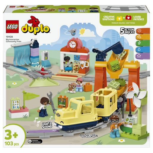 Image of LEGO DUPLO 10428 Grande Treno Comunitario Interattivo, Giochi per Bambini e Bambine 3+ con Treno Push&Go, Regali Educativi