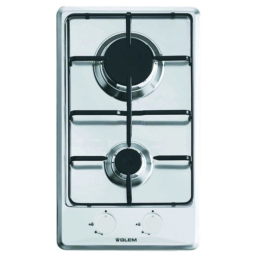 Image of Glem Gas GT32IX piano cottura Acciaio inossidabile Da incasso 30 cm 2 Fornello(i)