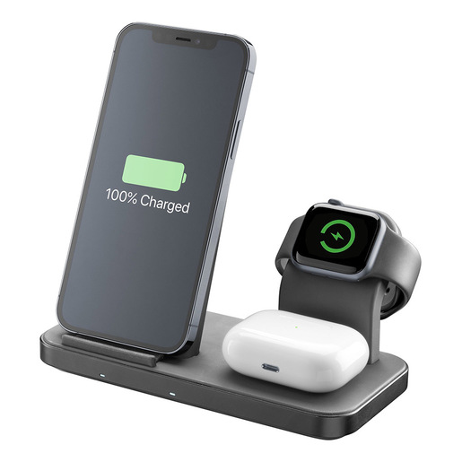 Image of Trio wireless charger WIRELESS3IN1IPHK Nero