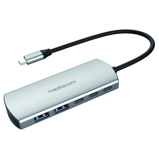 Image of Mediacom MD-C324 hub di interfaccia USB 2.0 Type-C 5000 Mbit/s Allumin