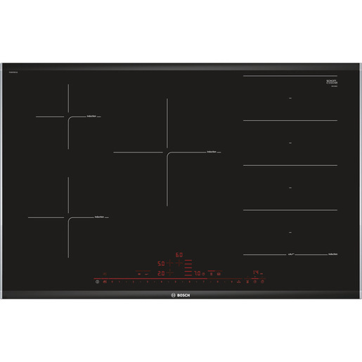 Bosch Serie 8 PXV875DC1E piano cottura Nero Da incasso 80 cm Piano cottura a induzione 5 Fornello(i)