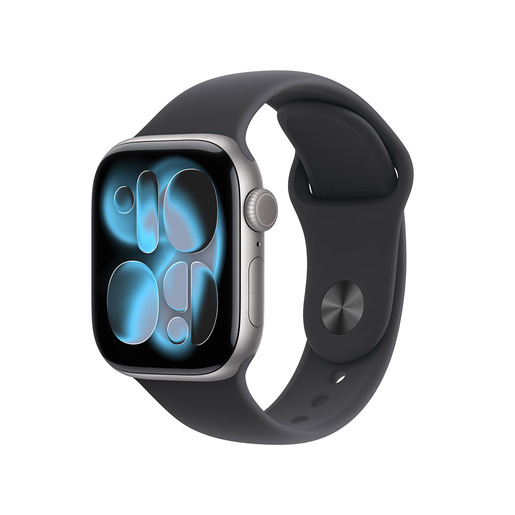 Image of Apple Watch Series 11 GPS 42mm Cassa Alluminio Grigio Siderale con Sport Band Nero - M/L