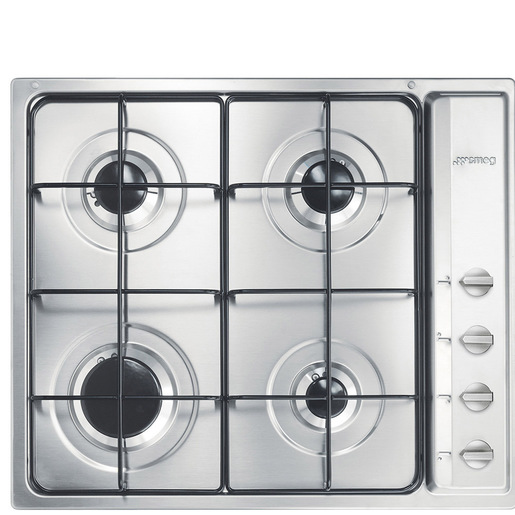 Image of Smeg S64S piano cottura Acciaio inox Da incasso 60 cm Gas 4 Fornello(i) Cappa da incasso