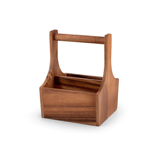 Image of H&H Lifestyle Portatutto in legno Acacia forma quadrata con manico cm 17