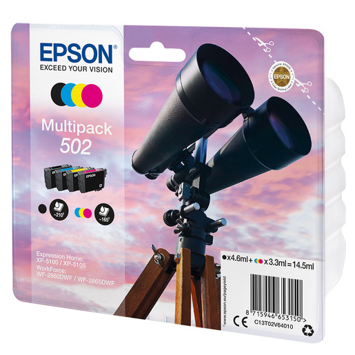 Epson 502 Ink cartuccia Multipack Nero +COLORI Binocolo - C13T02V64020