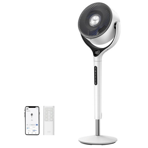 Dreo TurboPoly 565S – Ventilatore Circolatore Smart con Tecnologia TurboWind – Gittata 30,5m, Flusso d'Aria 3D, Luce RGB, 6 Modalità Intelligenti – Ideal