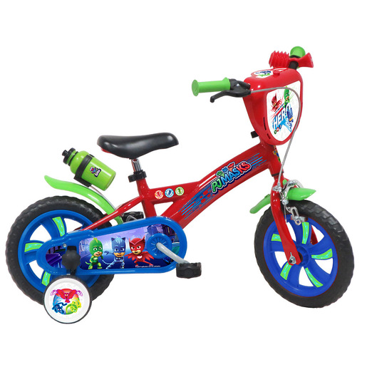 F.lli Schiano PJ Masks 12'' bicicletta per bambini, adatta a bambini tra i 3 e i 5 anni, per altezza tra 85 e 105 cm, con borraccia, trombetta