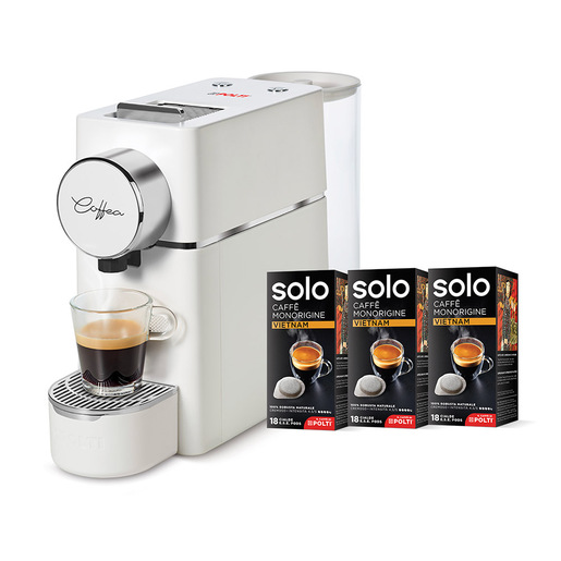 Image of Polti Coffea S18W, macchina da caffè a cialde E.S.E. da 44 m, incluse 54 cialde di SOLO Caffè monorigine Vietnam, il caffè di