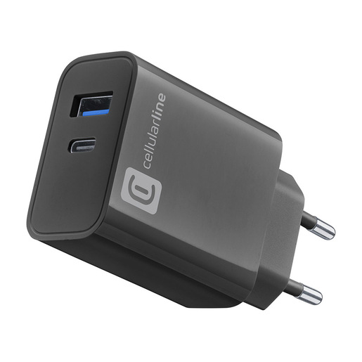Image of Cellularline MULTIPOWER PD 32W Caricabatterie da rete con 2 porte: 1 porta USB-C e 1 porta USB-A