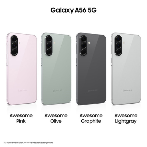 Image of Samsung Galaxy A56 5G, Smartphone con Funzioni intelligenti, Display Super AMOLED 6.7'', 8GB RAM, 128GB, Camera 50MP, Batteria 5.000 mAh, IP67, Awesome G