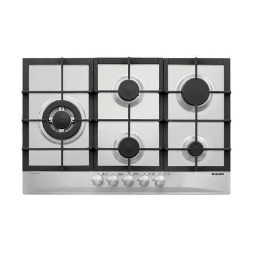 Image of Glem Gas GT85THIX piano cottura Stainless steel Da incasso 75 cm 5 Fornello(i)