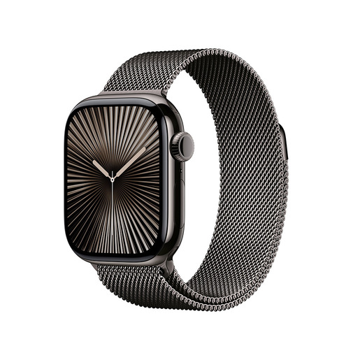 Image of Apple Watch Series 10 Serie 10 GPS + Cellular 42mm Cassa in Titanio color Ardesia con Loop in maglia milanese ardesia