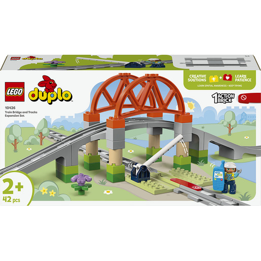 LEGO DUPLO 10426 Pack di Espansione Ponte e Binari Ferroviari, Giochi per Bambini e Bambine 2+, Elementi per Treno Giocattolo